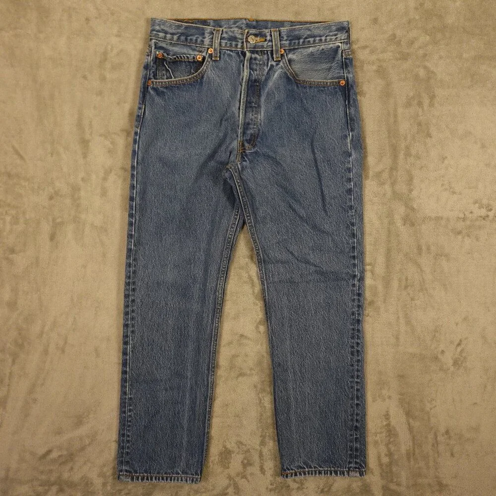 Levi's jeans 501 Original Fit straight men's 33x32 stonewash blue‎ denim red tab